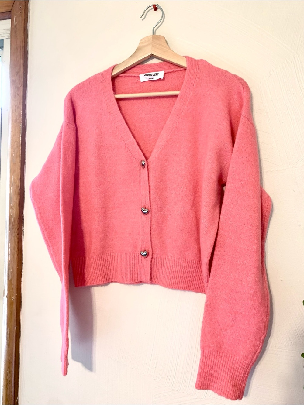 Double Zero Pink Cropped Cardigan Sweater. Small